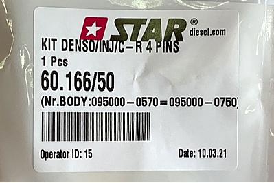 Ремкомплект форсунки Denso 095000-0570, 095000-0750 (пластиковая втулка, 2 резиновых кольца, шайба, колпачок)